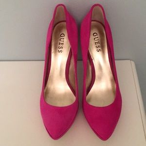 Pink Suede Platform Pumps